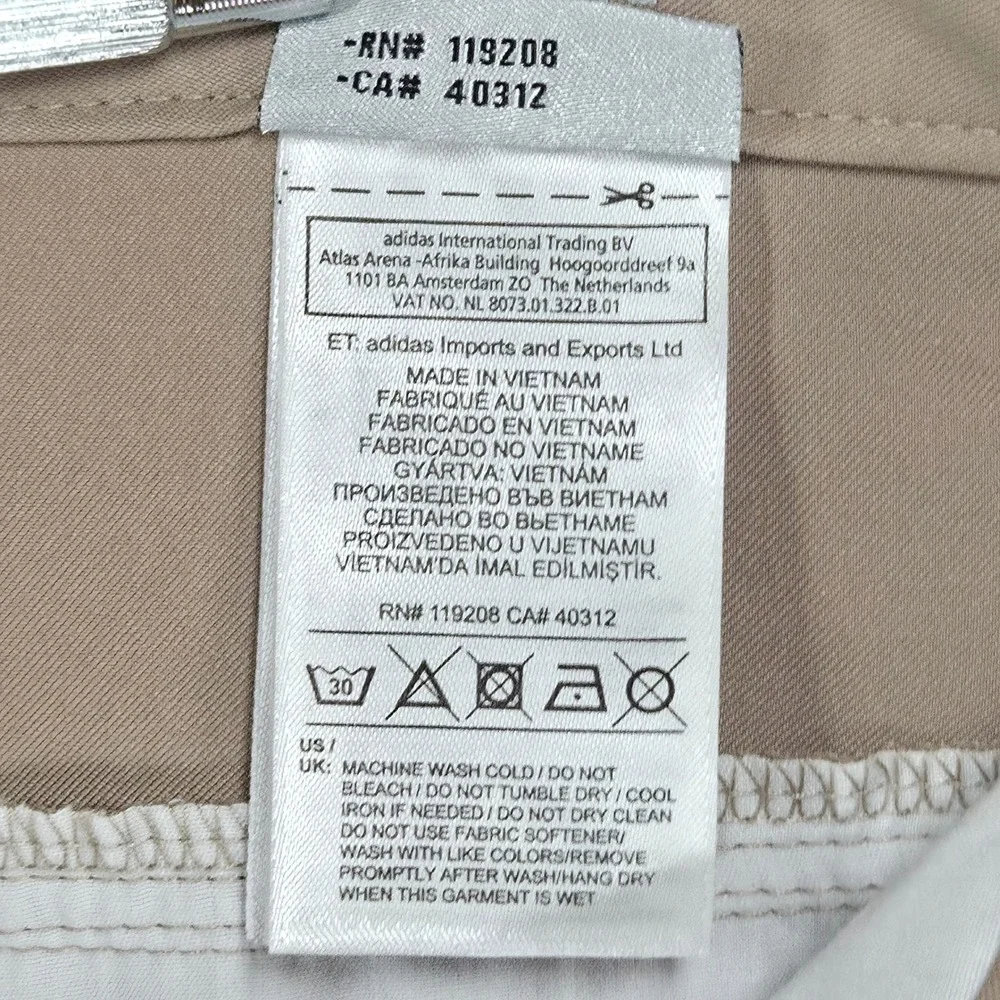 Adidas Mens Climalite Golf Pants Khaki Tan Beige Stretch 3-Stripe 36 x 38 NEW